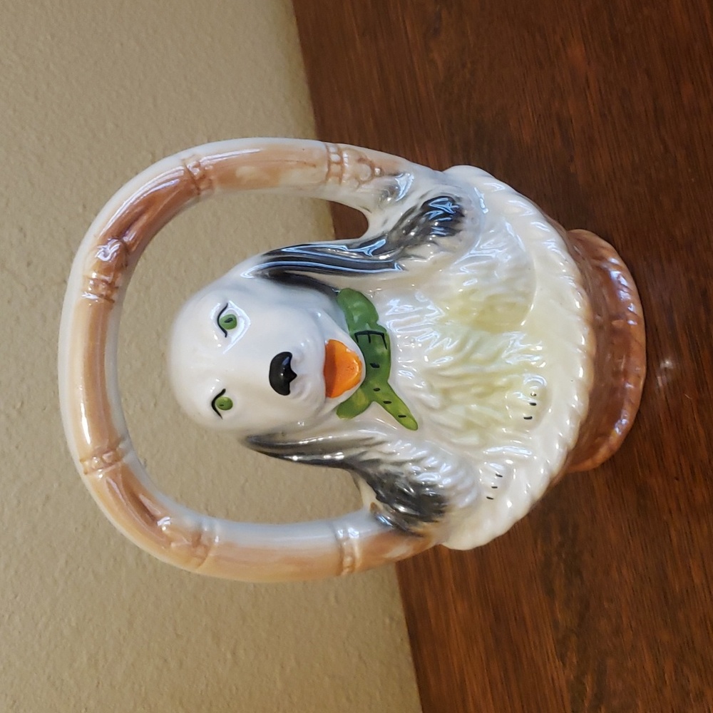 Cocker Spaniel Ceramic Figurine of Cocker in a Basket Vintage Made in Brazil